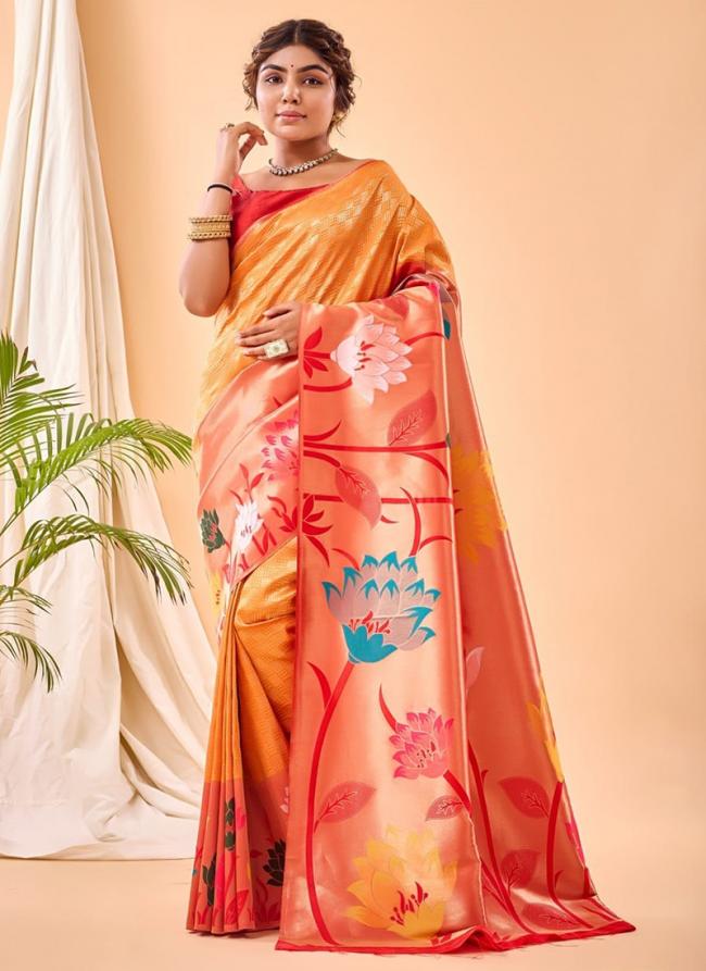Paithani Silk Yellow Festival Wear Weaving Saree